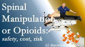 Aurora Chiropractic Center presents new comparison studies of the safety, cost, and effectiveness in reducing the need for further care of chronic low back pain: opioid vs spinal manipulation treatments.