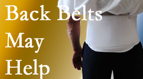 Juneau back pain sufferers wearing back support belts are supported and reminded to move carefully while healing.