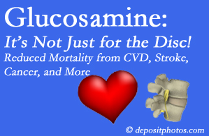 Juneau health benefits from glucosamine utilization include reduced overall early mortality and mortality from cardiovascular issues.